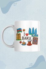 Bakü Manzaralı I Love Baku Tasarımlı Kupa Bardak - Azerbaycan Hediyelik