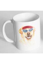 Beyaz Labrador Hippi Baskılı Kupa Bardak