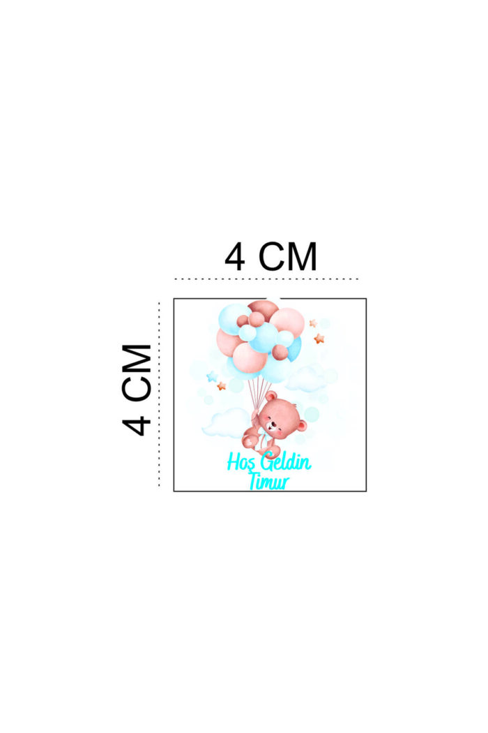 Kişiye Özel 50 Adet 4x4 Doğum Günü & Baby Shower Madlen Çikolata Sticker Etiketi - Görsel 2