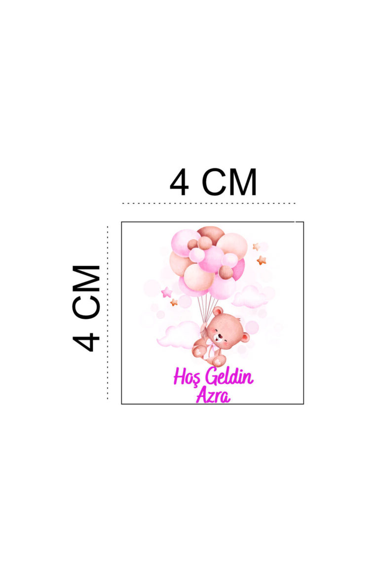 Kişiye Özel 50 Adet 4x4 Doğum Günü & Baby Shower Madlen Çikolata Sticker Etiketi - Görsel 3