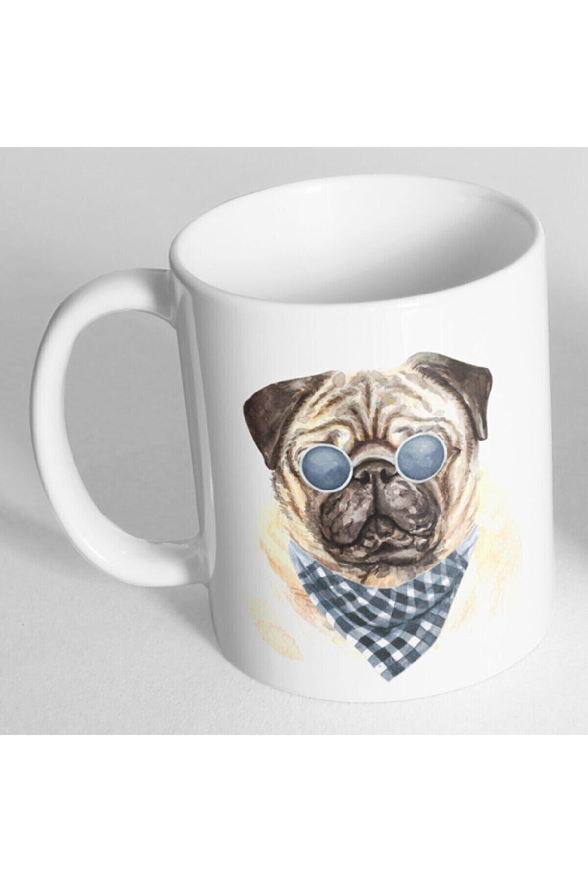 1_org_zoom-1041.jpg Pug Fular Gözlüklü Baskılı Kupa Bardak - Görsel 1