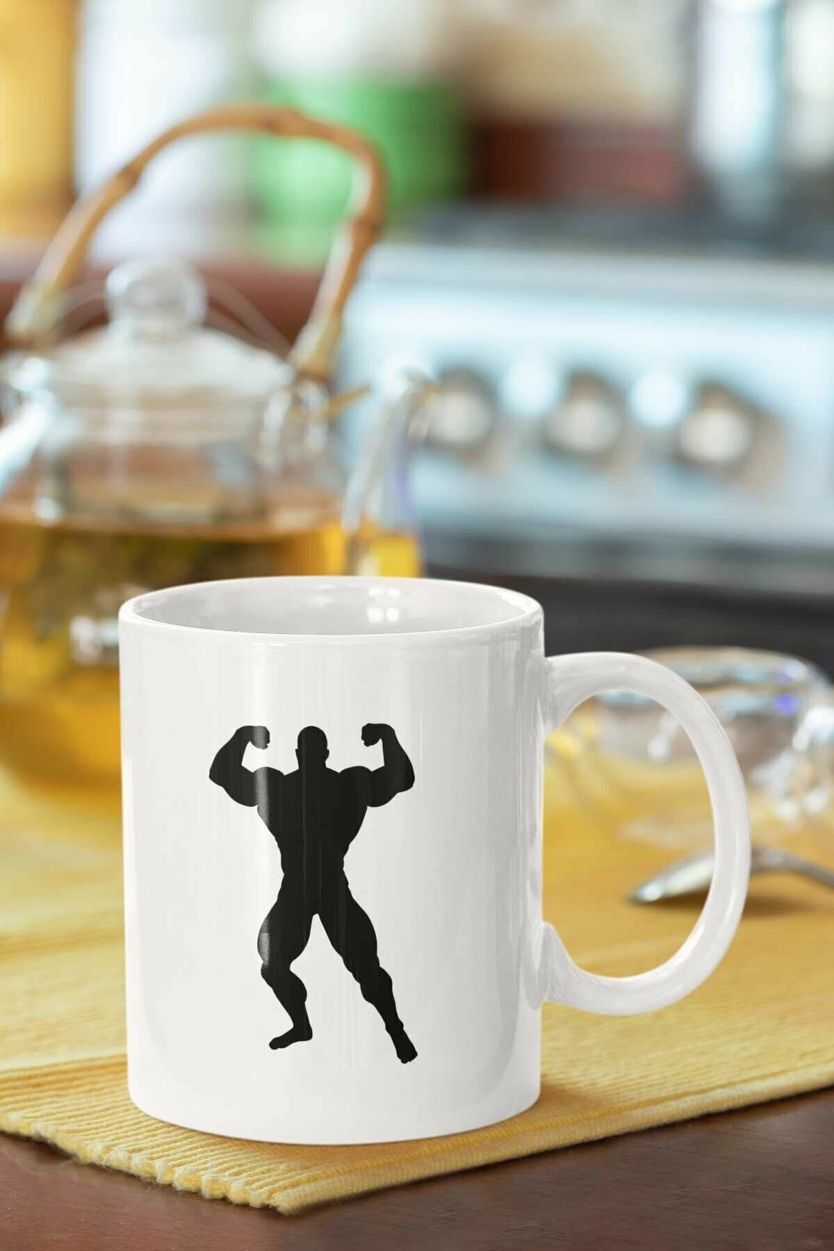 1_org_zoom-1050.jpg Kaslı Adam Silüeti Baskılı Porselen Kupa Bardak - Görsel 1