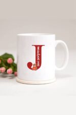 Ayıcıklı J Harfli Baskılı Kupa Bardak