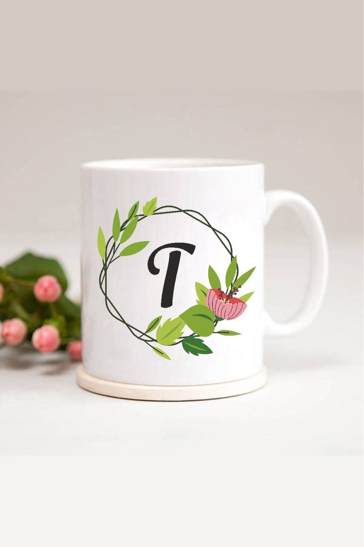 1_org_zoom-1097.jpg T Harfli Yaprak Çerçeveli Baskılı Kupa Bardak - Görsel 1