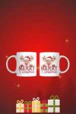 Sevimli Geyikli Merry Christmas Kupa – Yılbaşı Özel Tasarım