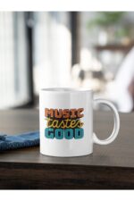 Music Tastes Good Renkli Yazı Baskılı Kupa