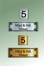 Metal Kapı isimliği ve Numarası - Altın ve Gümüş Renk Seçenekli (15x5 cm & 5x5 cm)