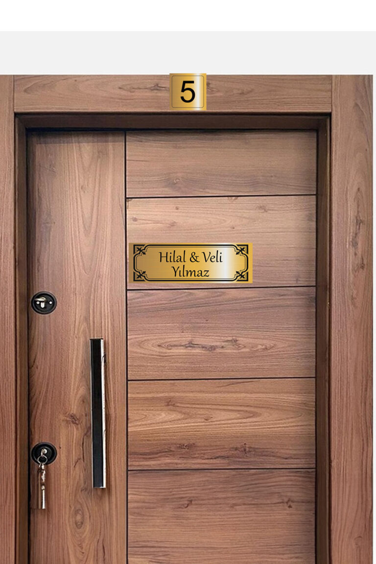 Metal Kapı isimliği ve Numarası - Altın ve Gümüş Renk Seçenekli (15x5 cm & 5x5 cm) - Görsel 2