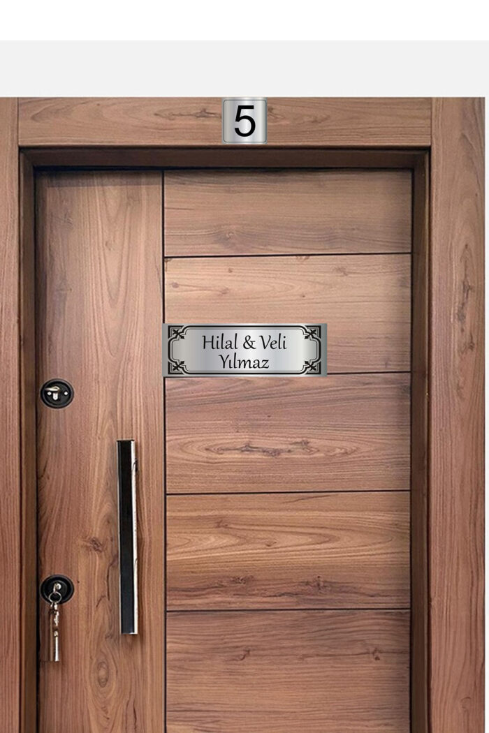 Metal Kapı isimliği ve Numarası - Altın ve Gümüş Renk Seçenekli (15x5 cm & 5x5 cm) - Görsel 3