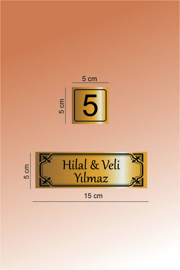 Metal Kapı isimliği ve Numarası - Altın ve Gümüş Renk Seçenekli (15x5 cm & 5x5 cm) - Görsel 4