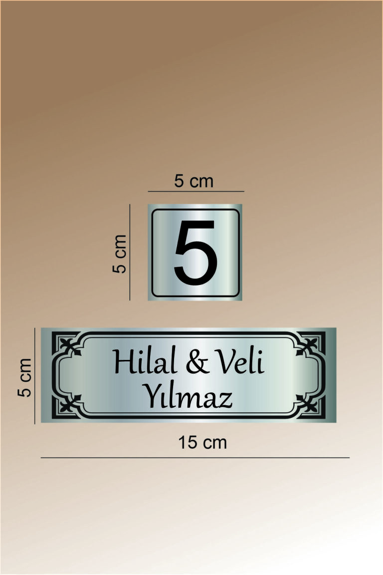 Metal Kapı isimliği ve Numarası - Altın ve Gümüş Renk Seçenekli (15x5 cm & 5x5 cm) - Görsel 5