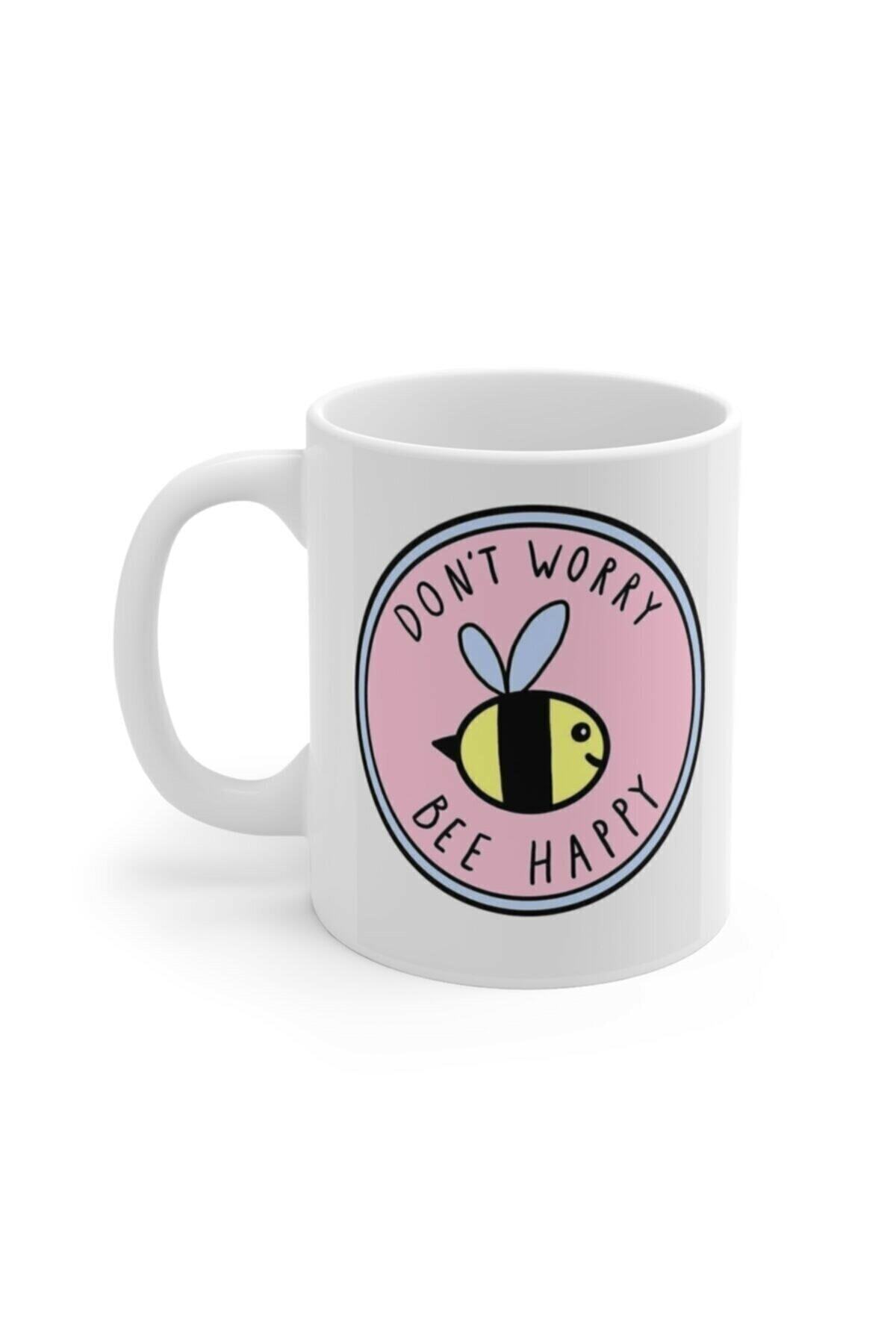 1_org_zoom-1288.jpg Bee Happy Baskılı Kupa Bardak - Görsel 1