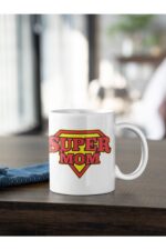 Süper Mom Anne Yazı Baskılı Kupa Beyaz