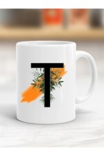 Beyaz T Harfi Baskılı Kupa Bardak