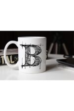Özel Çizim B Harfli Porselen Kupa Tfshr-02