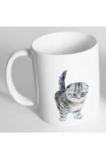 Sevimli Tekir Kedi Resimli Kupa Bardak