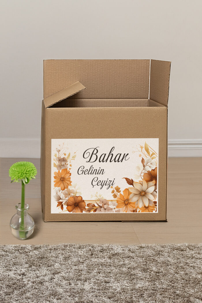 Çeyiz etiketi  Kahverengi Çiçek Desenli  Etiket - 20'li - Görsel 2