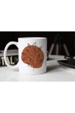 Soyut Tasarım Çiçek Temalı Beyaz Porselen Kupa- 005 Tfspr-33