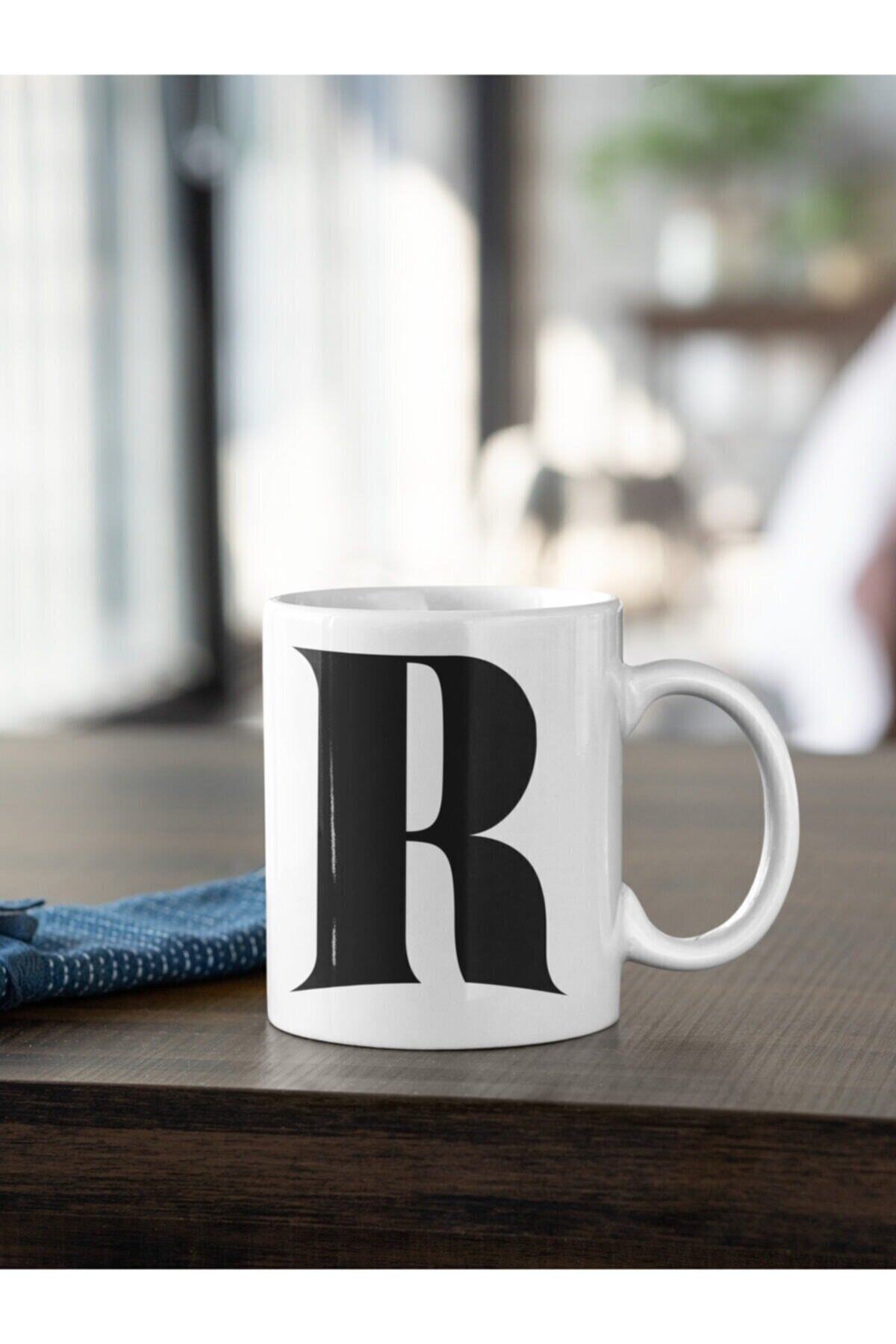 1_org_zoom-1376.jpg R Harfi Siyah Baskılı Kupa Beyaz - Görsel 1