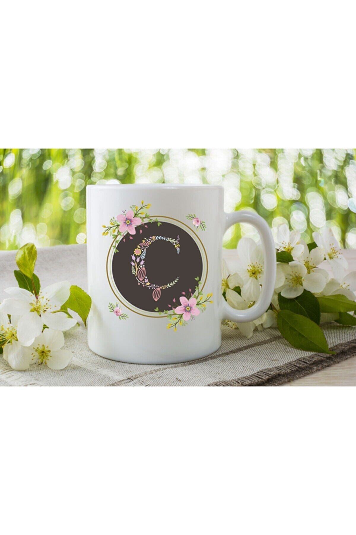 1_org_zoom-1396.jpg Çiçek Çerçeveli Ç Harfli Porselen Kupa Tfscb-004 - Görsel 1
