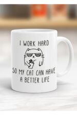I Work Hard Baskılı Kupa Bardak Bdk15