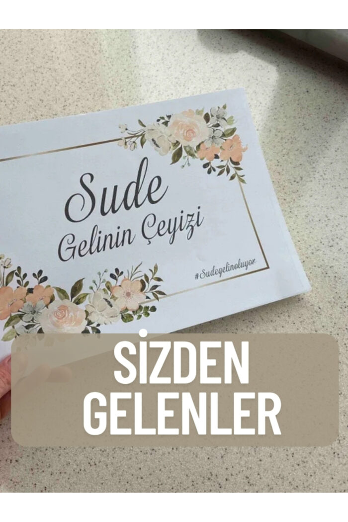 Çeyiz Kutusu İçin Şık Çiçekli  Etiket Seti - 20'li - Görsel 7