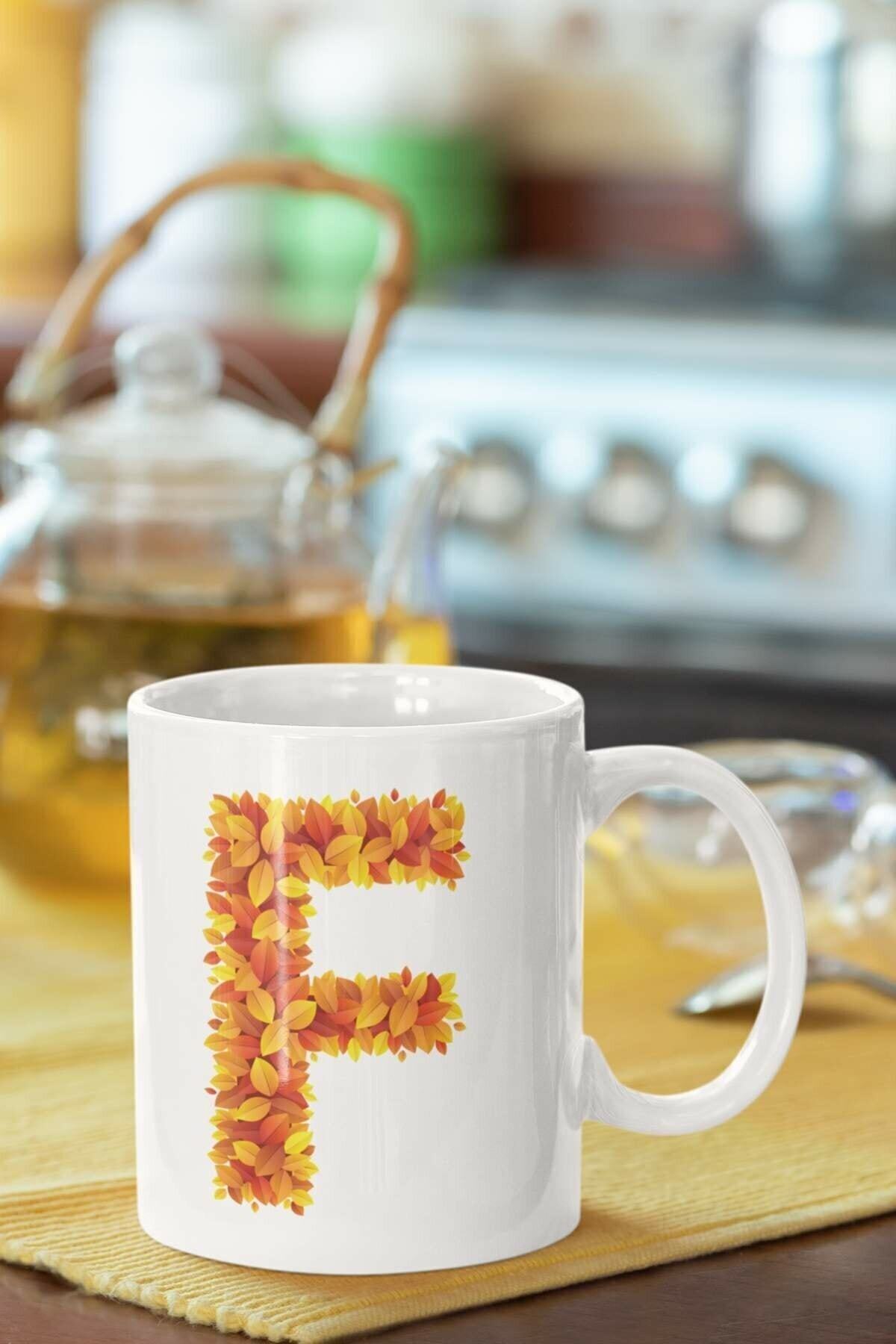 1_org_zoom-1443.jpg Sarı Yapraklı F Harfi Baskılı Porselen Kupa Bardak - Görsel 1