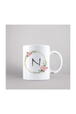 N Harfi Çiçekli Kupa Bardak