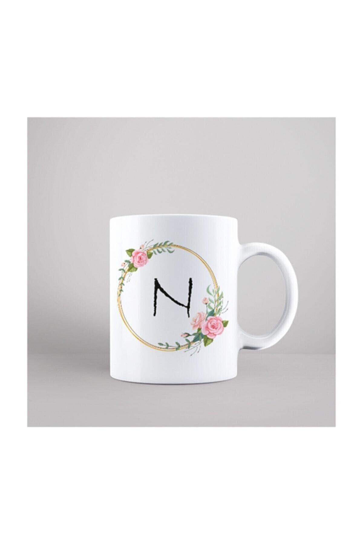 1_org_zoom-1455.jpg N Harfi Çiçekli Kupa Bardak - Görsel 1