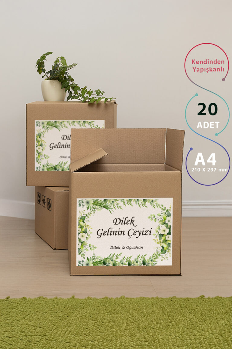 Çeyiz Etiketi   20'li Yeşil Çiçek Desenli Etiket - Görsel 2