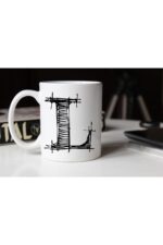 Özel Çizim L Harfli Porselen Kupa Tfshr-14