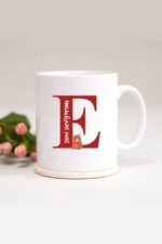 Ayıcıklı E Harfli Baskılı Kupa Bardak