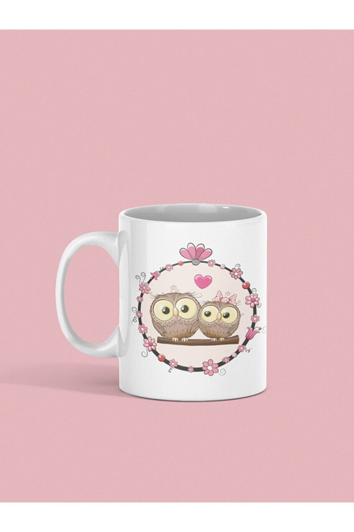 1_org_zoom-1486.jpg Baykuş Sevgililer Baskılı Kupa - Görsel 1