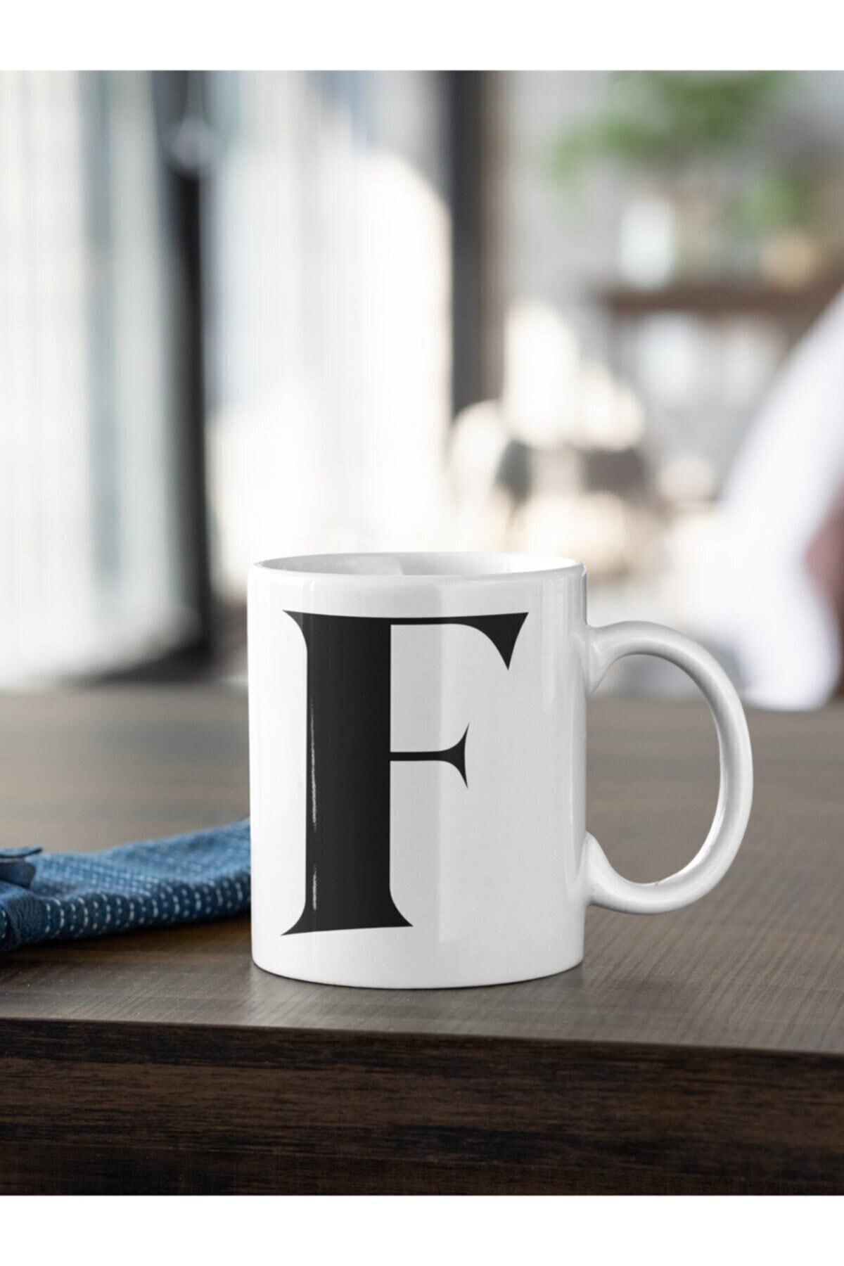 1_org_zoom-1503.jpg F Harfi Siyah Baskılı Kupa Beyaz Porselen - Görsel 1