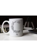 Özel Tasarım Siyah-beyaz Çiçekli Ç Harfi Baskılı Porselen Kupa Tfs