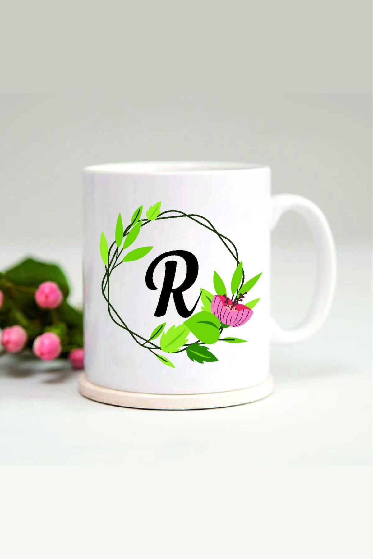 1_org_zoom-1552.jpg R Harfli Yaprak Çerçeveli Baskılı Kupa Bardak - Görsel 1