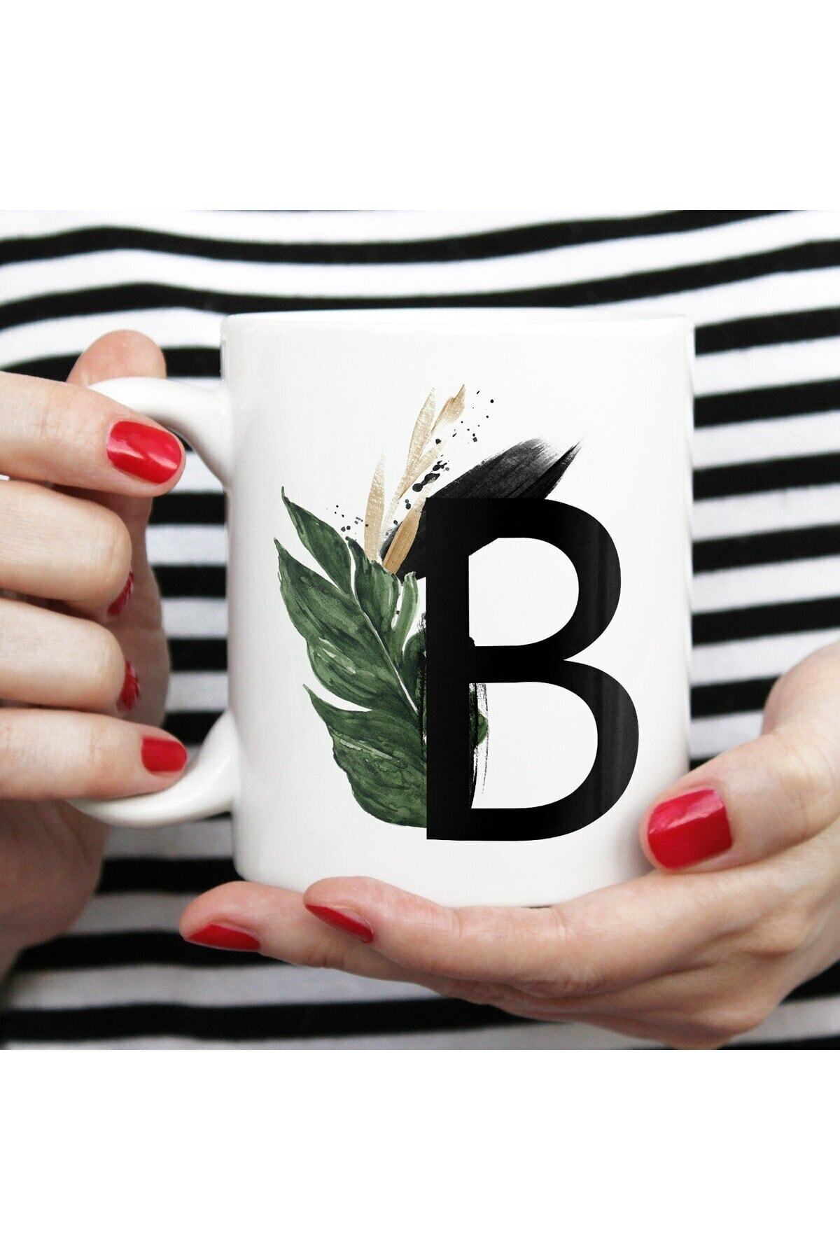 1_org_zoom-1575.jpg B Harf Baskılı Tropical Esinti Hediyelik Porselen Kupa - Görsel 1