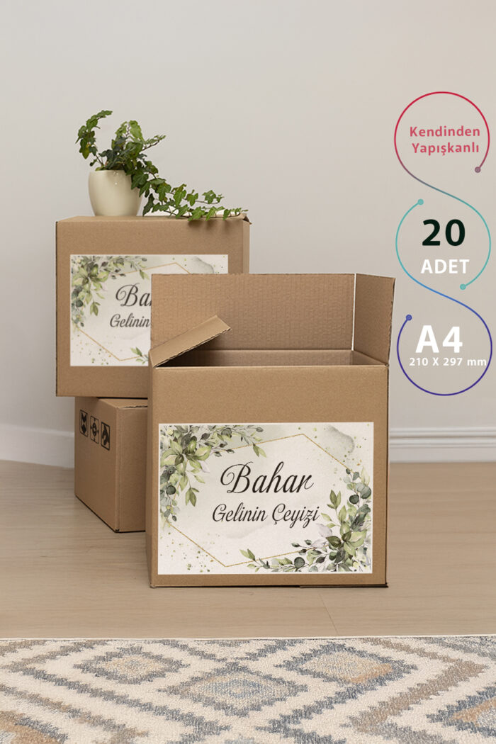 Kişiye Özel Çeyiz Etiketi - Baharın Zarafeti Yeşil 20 Adet - Görsel 2