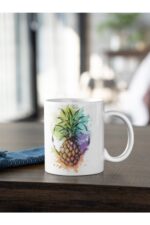 Ananas Serisi 2 Renkli Baskılı Kupa Beyaz