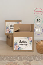 "Kişiye Özel Çiçek Desenli Çeyiz Etiketi -  Kendinden Yapışkanlı - 20 Adet - Görsel 2