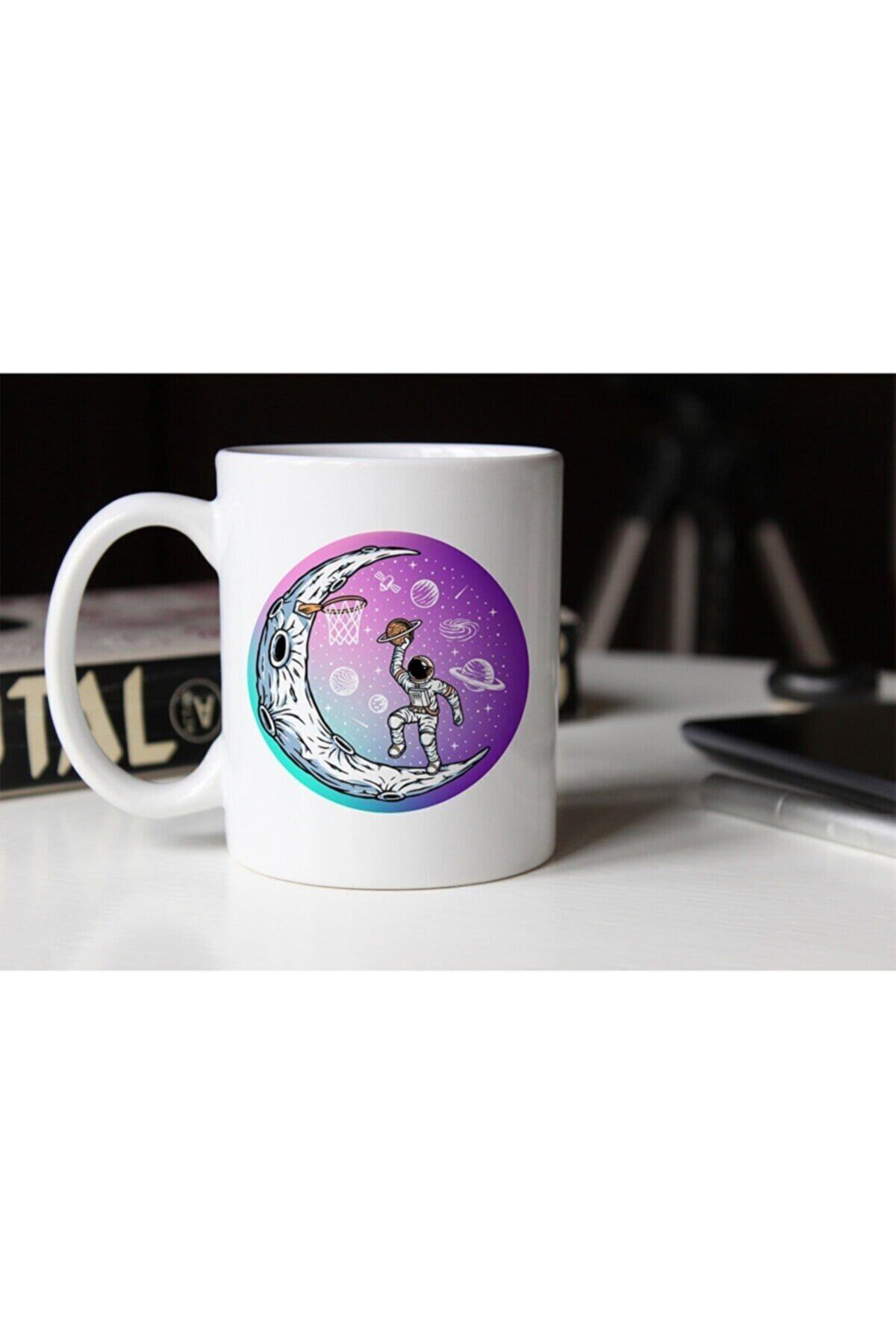 1_org_zoom-1612.jpg Basketbolcu Astronot Temalı Beyaz Porselen Kupa-01 Tfspr-16 - Görsel 1