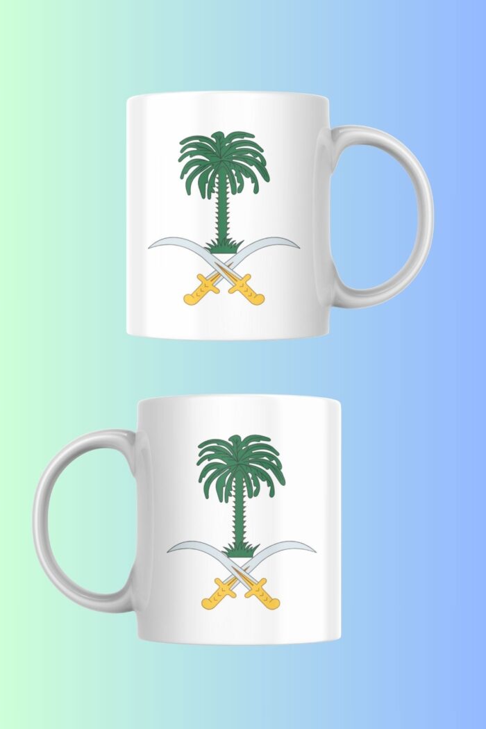 Suudi Arabistan Ulusal Arması Temalı Porselen Kupa - Görsel 2