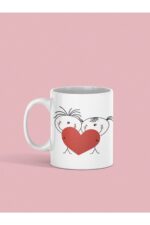 Beyaz Sevimli Sevgililer Baskılı Kupa