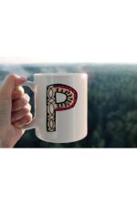 Özel Tasarım P Harfli Porselen Kupa Tfhr-19