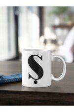 Ş Harfi Siyah Baskılı Kupa Beyaz Porselen