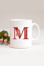 Ayıcıklı M Harfli Baskılı Kupa Bardak