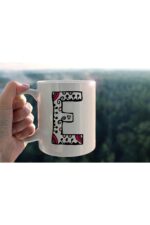 Özel Tasarım E Harfli Porselen Kupa Tfhr-06