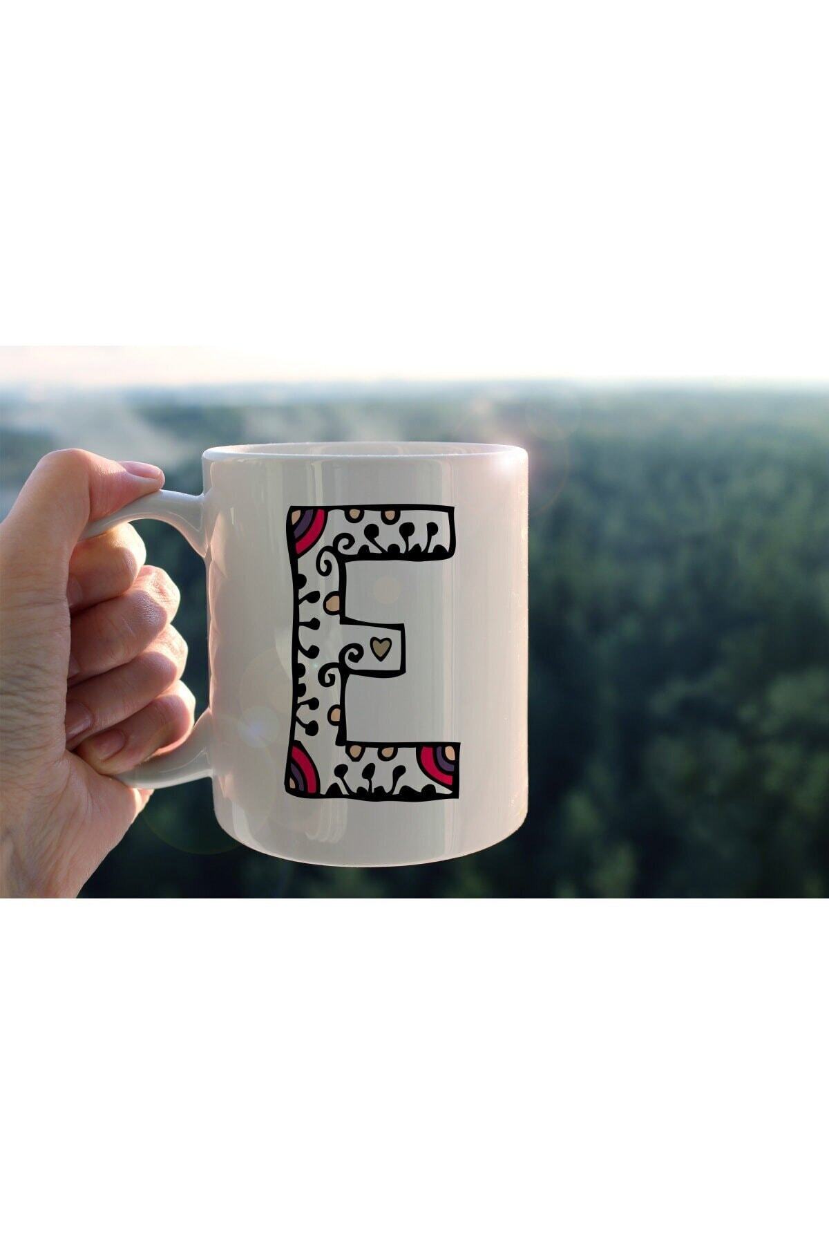 1_org_zoom-1756.jpg Özel Tasarım E Harfli Porselen Kupa Tfhr-06 - Görsel 1