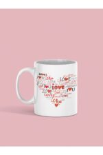 Love Yazılı Kalp Baskılı Kupa