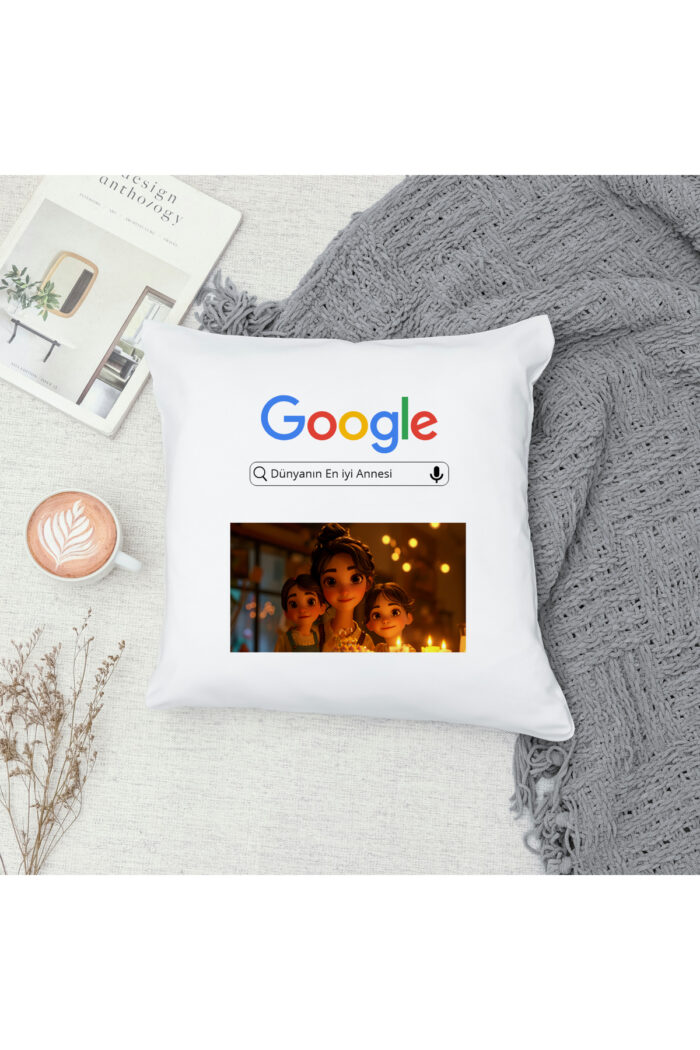 Kişiye Özel Google Tasarımlı Yastık 40x40 – Elyaf Dolgulu Hediye (Öğretmen, Anne, Sevgili, Arkadaş) - Görsel 2